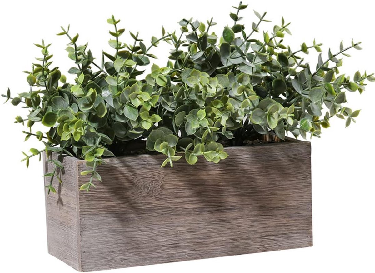 Kunstmatige Eucalyptus in Houten Kist - Realistische Kunstplant voor Woondecoratie en Brui