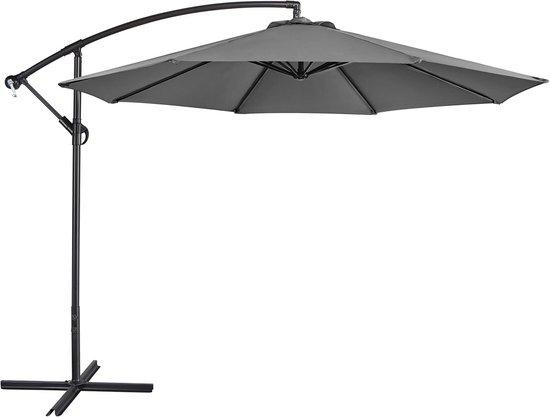 SONGMICS Zweefparasol – 300 Cm – UPF 50+ – 360° Draaibaar – Kantelbaar 0-60° – Met Zwengel & Kruisvoet – Crèmewit