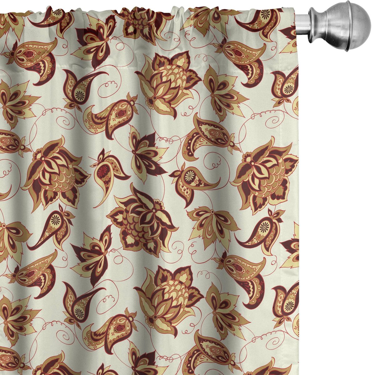 ABAKUHAUS Paisley Voorhangen – 2x75x245 cm – Mikrofaser – Licht koffiekleur Blasser Kaffee