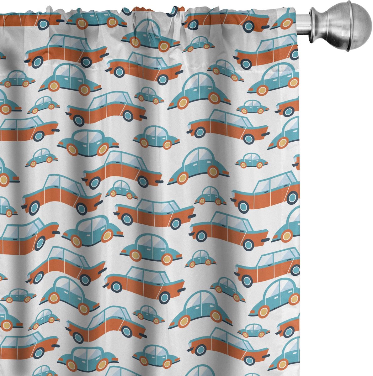 ABAKUHAUS Gordijnen – Cars-motief 2x75x225 cm – Turkoois/Vermiljoen