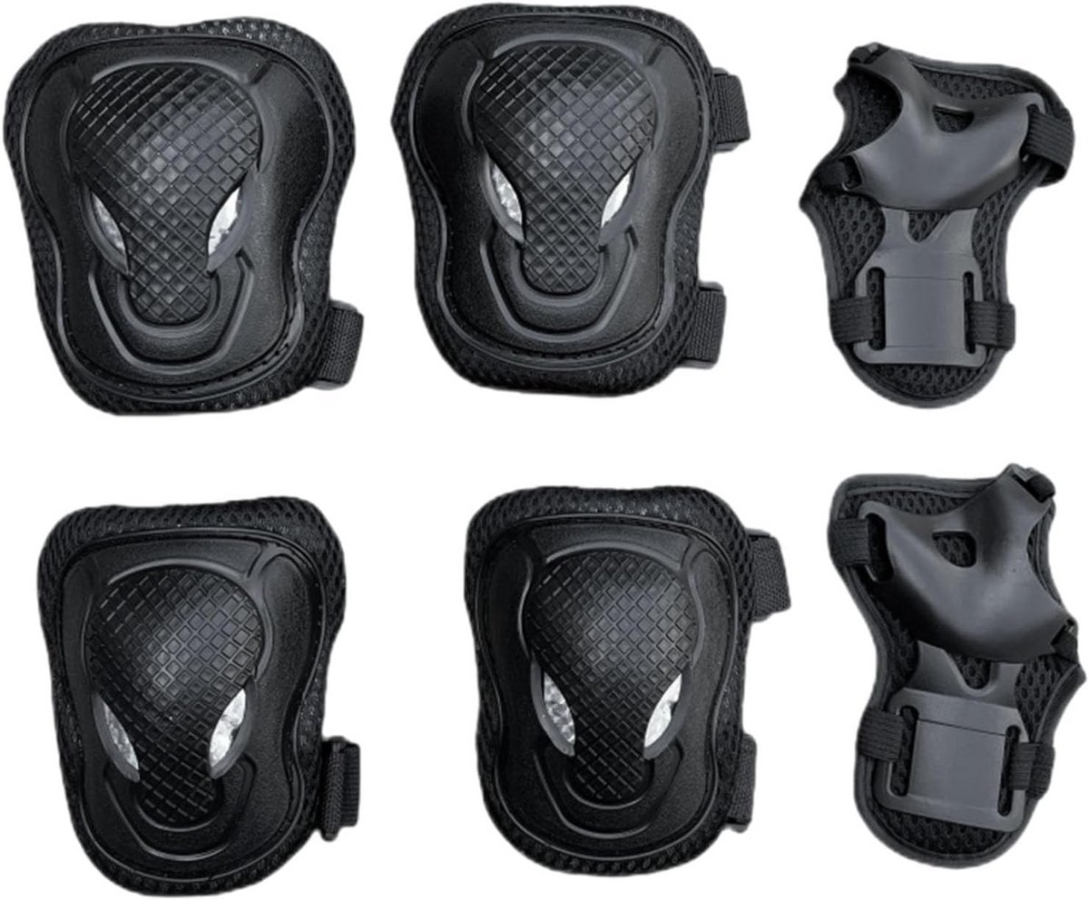 6-Delige Kinderbeschermingsset Zwart | Knie- en Elleboogbeschermers voor Skaten, Fietsen en Sport 6-Delige Kinderbeschermingsset Zwart | Knie- en Elleboogbeschermers voor Skaten, Fietsen en Sport