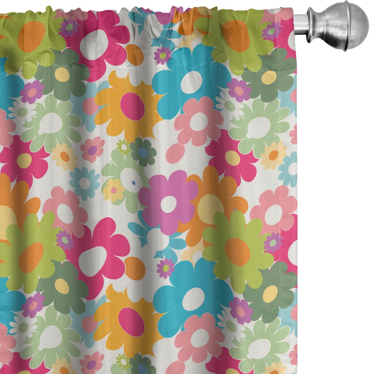 ABAKUHAUS Bloemen gordijnen – 2x75x245 cm – microvezel – veelkleurig Mehrfarbig