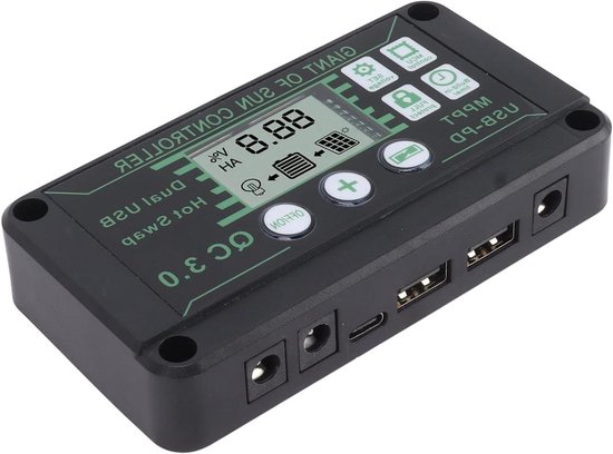 20A Solar laadregelaar met intelligent beheer en real-time display - Optimale bescherming voor efficiënte MPPT-tracking tijdens het kamperen
