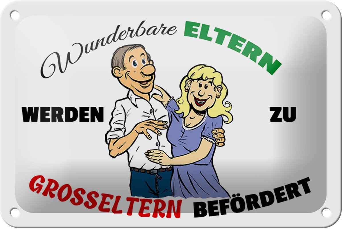 Blechschild Spruch 18x12cm wunderbare Eltern werden Großeltern