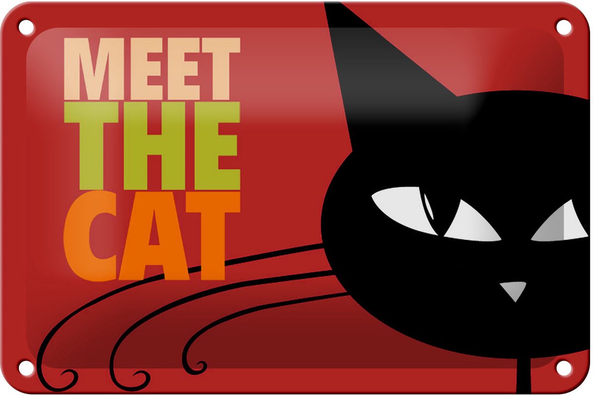 Blechschild Spruch 18x12cm Katze Meet the cat