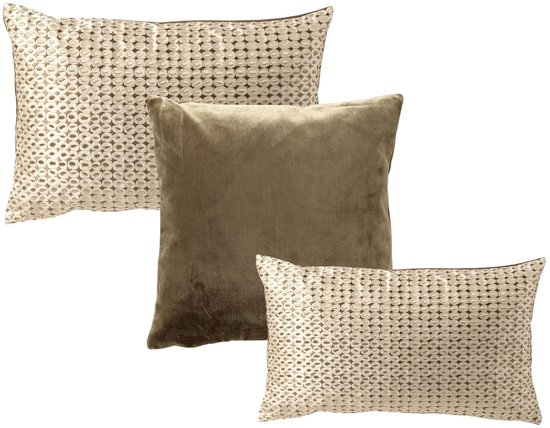 ENSEMBLE DE COUSSINS | 3 pièces | Celeste Curated | Marron vert | Hoii | incluant les coussins intérieurs garnis de plumes