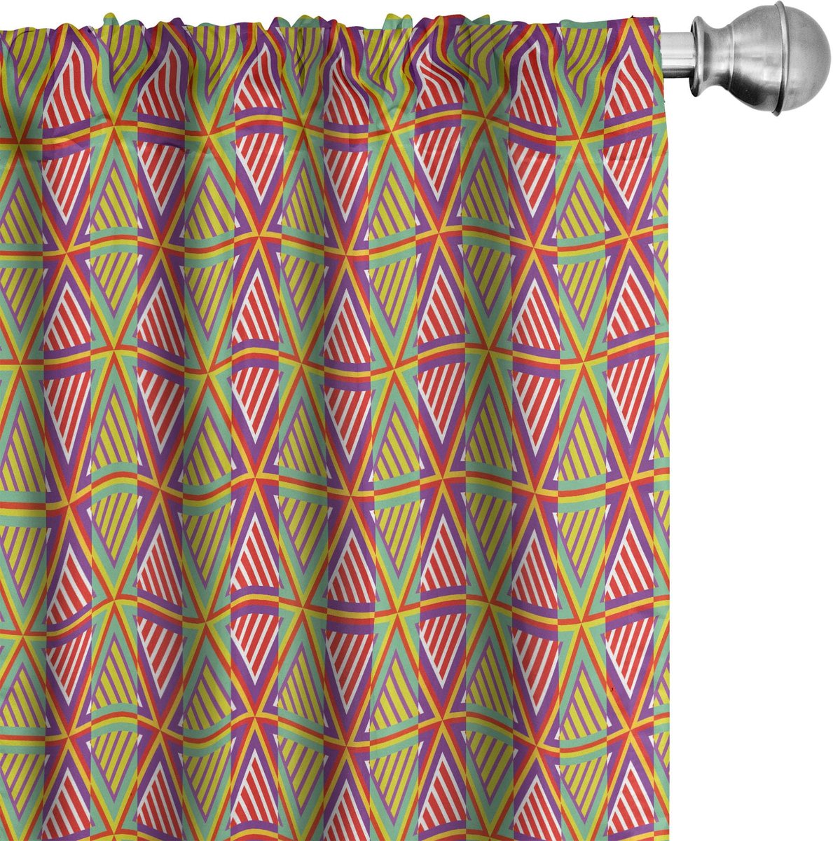ABAKUHAUS Geometrische Gordijnen – Driehoeken en Strepen – 2x75x245 cm Mehrfarbig