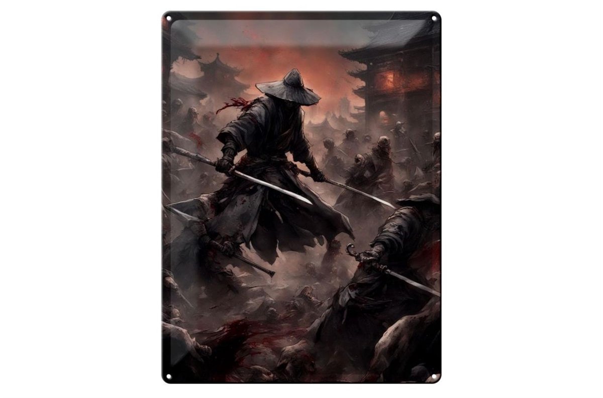 Blechschild 12x18cm Zombie Horden Samurai