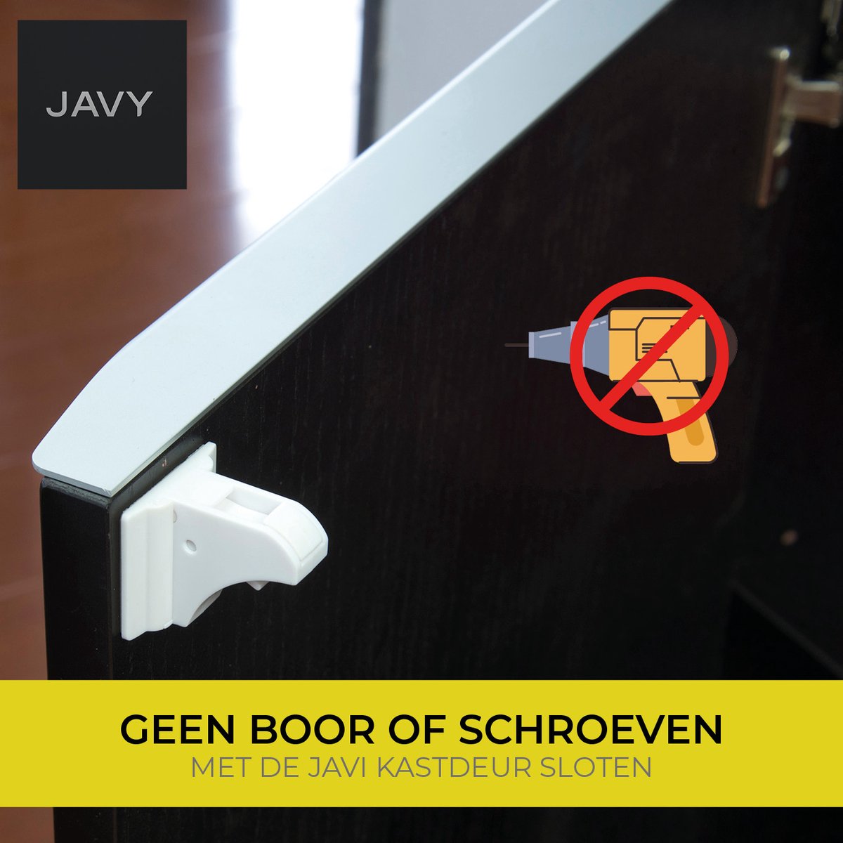 JAVY Magneet Kinderslot – 12x Kastsloten + 3 Extra Veiligheidssloten | Magnetisch Kinderslot Zonder Boren | Keukenkast, WC, Oven & Laden Beveiliging | Baby Proof Cabinet Locks Set – foto 7
