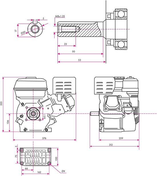 Krachtige 6.5 PK Benzinemotor 4-Takt 4.8 kW Vervangingsmotor met 20mm As — afbeelding 2