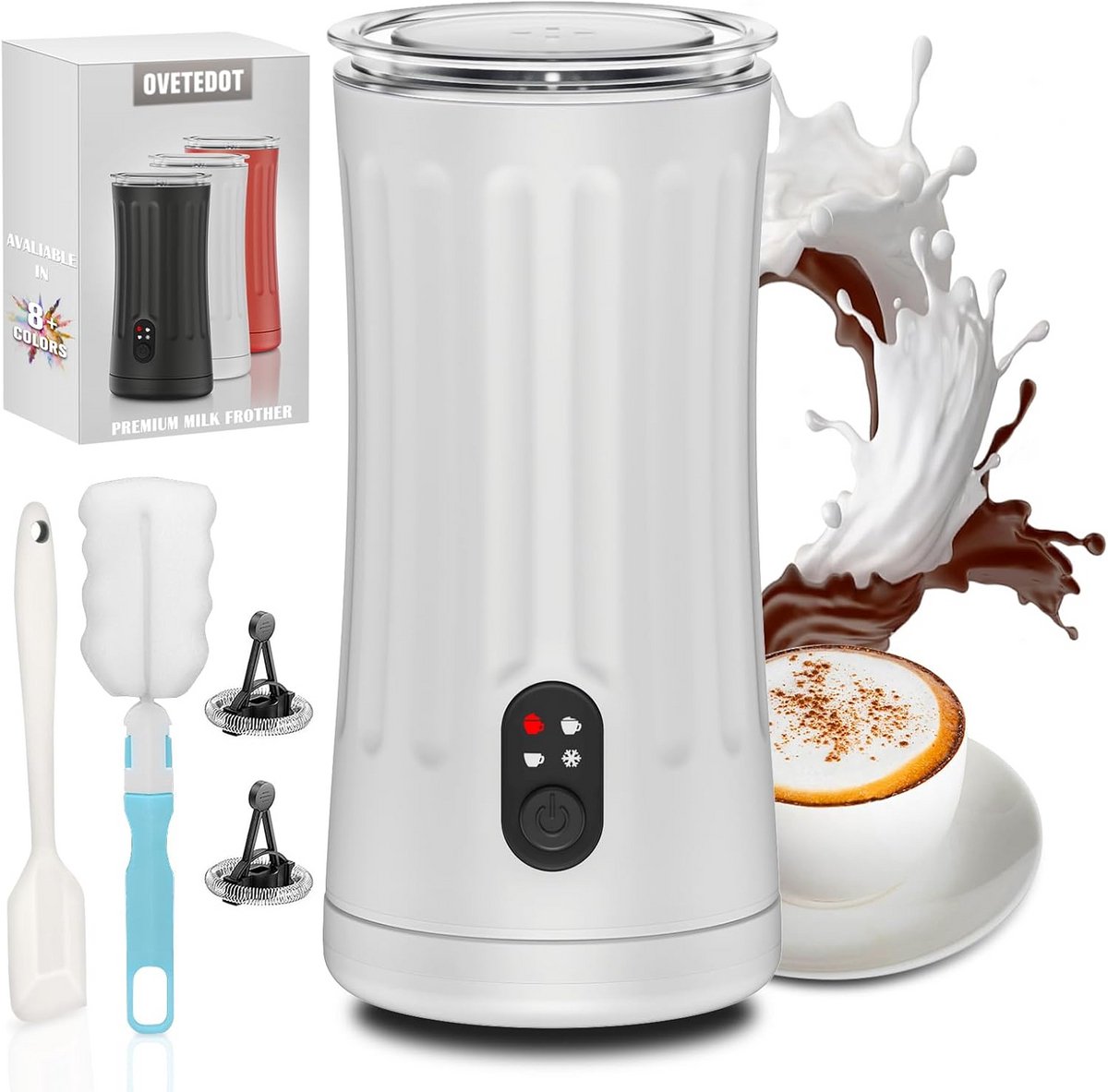 Elektrische Melkopschuimer 4-in-1: Warm & Koud Schuim voor Latte, Cappuccino en Meer