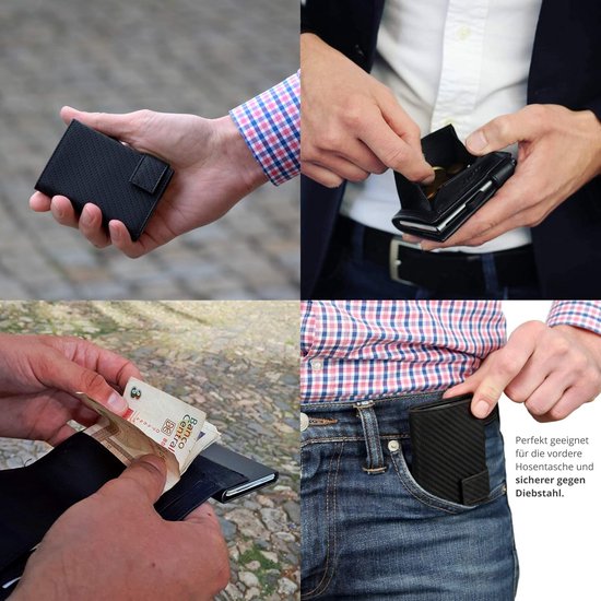 VULKIT Drievoudige lederen portemonnee voor heren met RFID-blokkering voor metalen creditcards, voor 10 kaarten en rekeningen, Bruin, 11.9 x 8.6 x 4 cm, Minimalistisch
