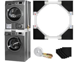 Universele Stapelset Wasmachine en Droger: Verstelbaar Frame met Anti-Vibratie Pads