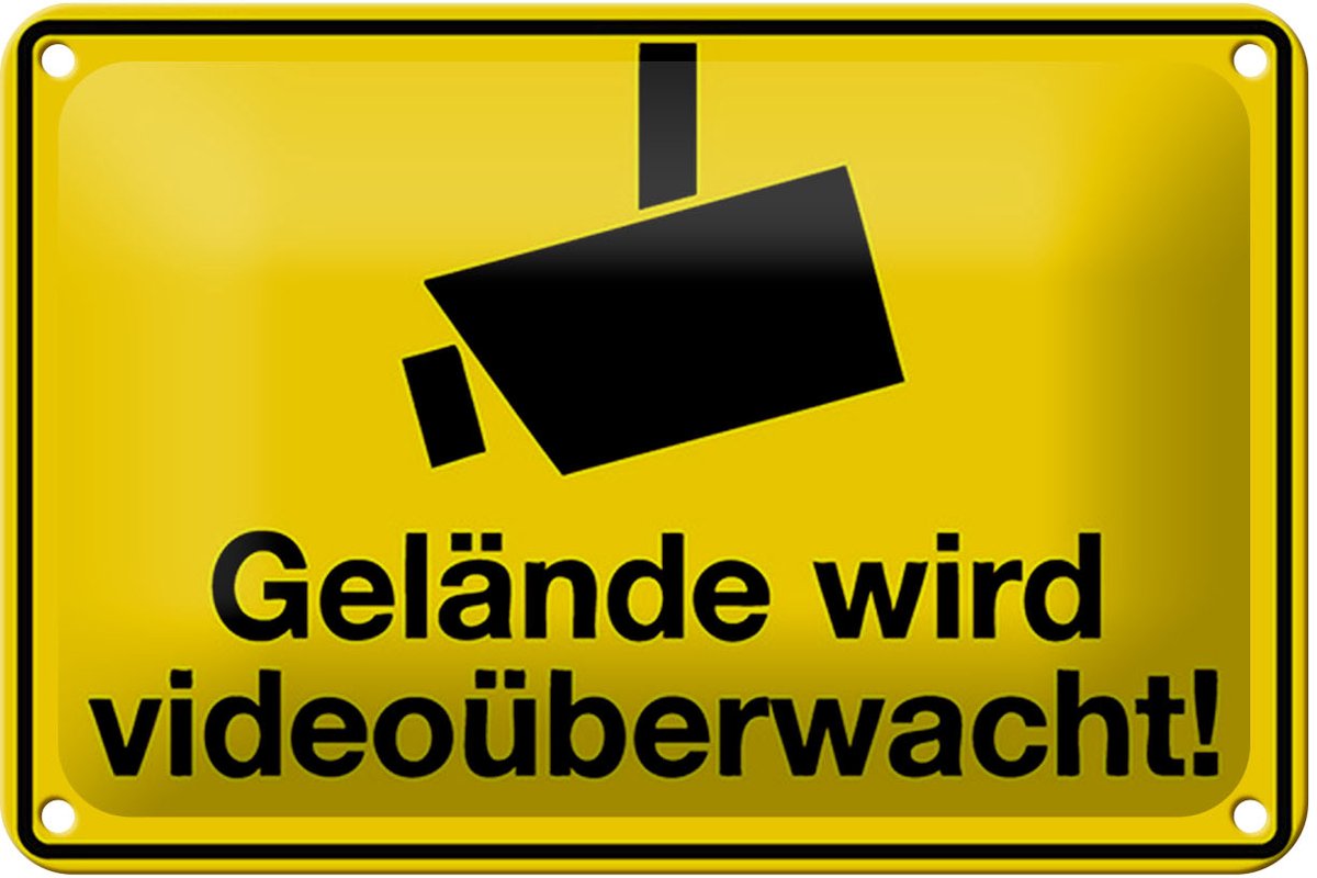 Blechschild Spruch 18x12cm Gelände wird videoüberwacht