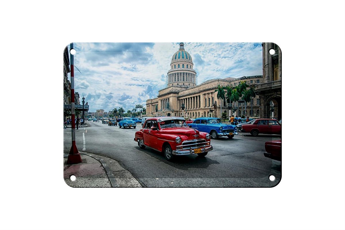 Blechschild Auto 18x12cm Oldtimer Cuba Havana Schild