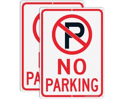 2x Niet Parkeren Bord Reflecterend Aluminium 35x25 cm - Weerbestendig en Duurzaam