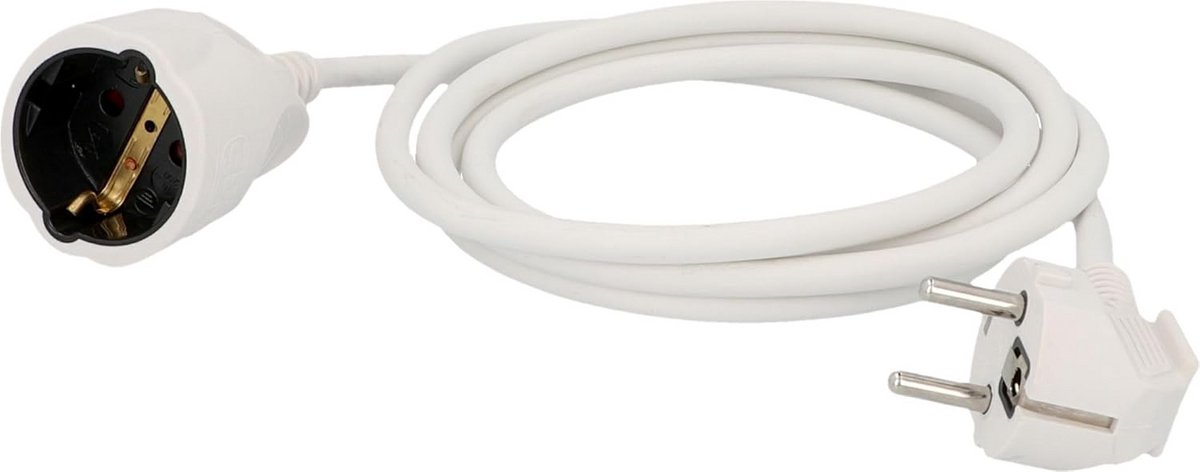 Schuko Verlengsnoer met Aarde 2 Meter Wit H05VV-F3G 1.5 mm Zwart