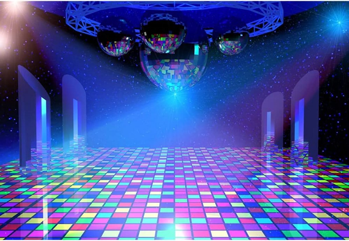 Discofeest Achtergrond Neon Spotlight voor Dans, Muziek en Studio Fotografie (2,2x1,5m)