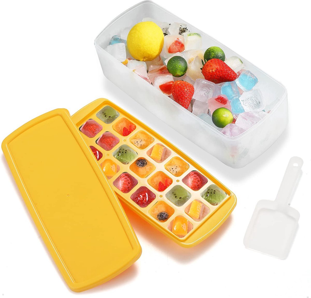 Stunq® Ijsblokjesmaker Set met Deksel en Schep voor Gemakkelijk Gebruik in de Vriezer