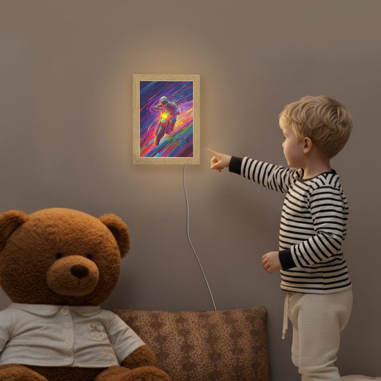 Nachtlampje 15x20 cm - Kinder lampje - Crossmotor - Neonkleuren - Lijnen - Helm - Tafellamp kinderkamer - Slaapkamer lamp - Bedlamp kinderen - Kinderlampje stopcontact - Wandlamp babykamer - Nachtlampjes van Merkloos — afbeelding 5
