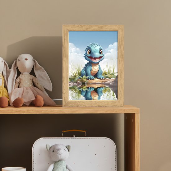 Nachtlampje 15x20 cm - Kinder lamp - Draak - Blauw - Jongens - Kinderen - Tafellamp kinderkamer - Slaapkamer lamp - Bedlamp kinderen - Kinderlampje stopcontact - Wandlamp babykamer - Nachtlampjes van Merkloos — afbeelding 3