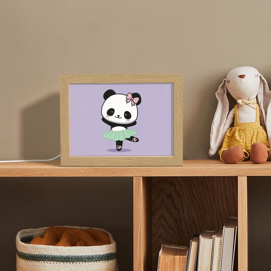 Nachtlampje 20x15 cm - Kinder lampje - Panda - Paars - Sierlijk - Kawaii - Tafellamp kinderkamer - Slaapkamer lamp - Bedlamp kinderen - Kinderlampje stopcontact - Wandlamp babykamer - Nachtlampjes van OnlyWow — afbeelding 3
