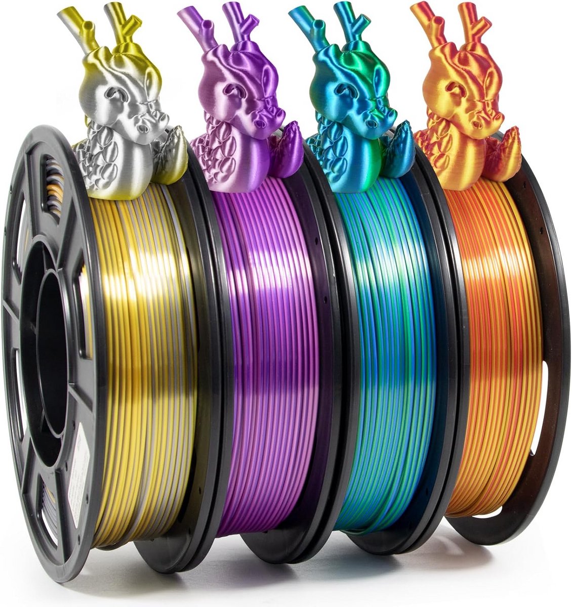 Set PLA Filament 1.75mm Zijdeffect Meerkleurig 4x250g voor 3D Printers