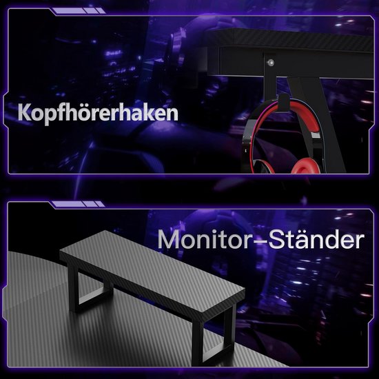 L-vormig Gaming Bureau Hoekbureau met Monitorstandaard voor Thuiswerk en Gaming van Merkloos — afbeelding 3