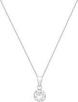 Lucardi Dames 9 Karaat ketting met hanger met zirkonia wit - Ketting - 9 Karaat - Zilverkleurig - 46 cm