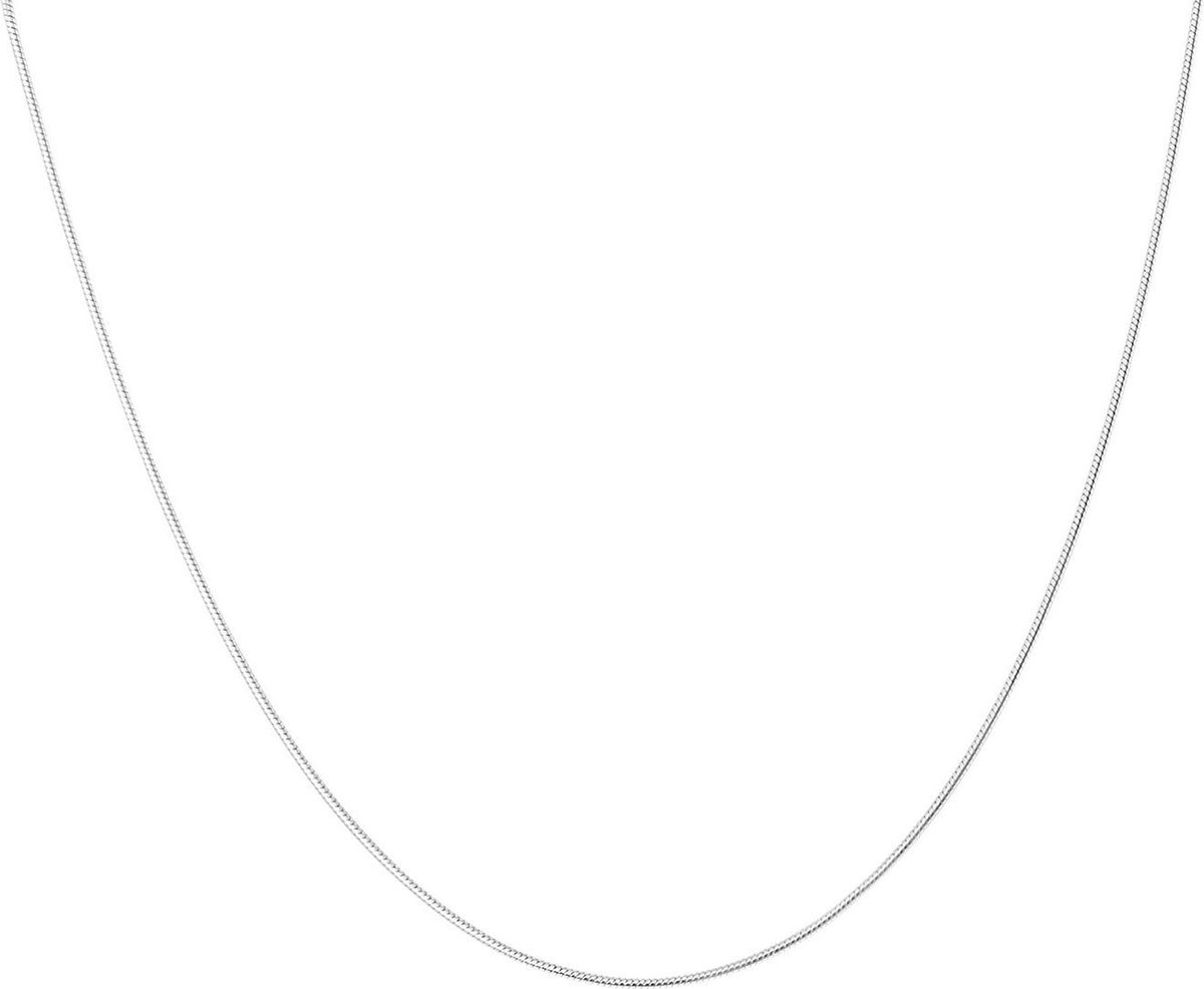 Lucardi Dames Ketting schakel slang - Echt Zilver - Ketting - Cadeau - 38 cm - Zilverkleurig