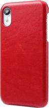 Shop4 - iPhone Xr Hoesje - Harde Back Case Echt Leer Retro Rood