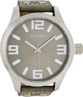 OOZOO Horloge - Zilverkleurig (kleur kast) - Grijs bandje - 51 mm