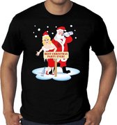 Grote maten fout Kerst t-shirt - Best Christmas party ever - zwart voor heren -  plus size kerstkleding / kerst outfit 3XL