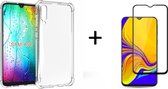 Hoesje Geschikt Voor Samsung Galaxy A50s/A30s Anti Shock Back hoesje + Full Cover Glazen Screenprotector Zwart