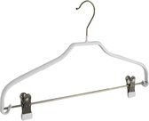 De Kledinghanger Gigant - 20 x Blouse / shirthanger metaal met anti-slip knijpers en witte anti-slip coating, 40 cm