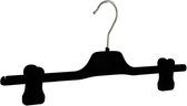De Kledinghanger Gigant - 40 x Rok / broekhanger kunststof velours zwart met anti-slip knijpers, 35 cm