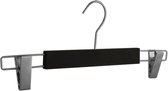 De Kledinghanger Gigant - 15 x Rok / broekhanger kunststof soft-touch zwart met anti-slip knijpers, 36 cm