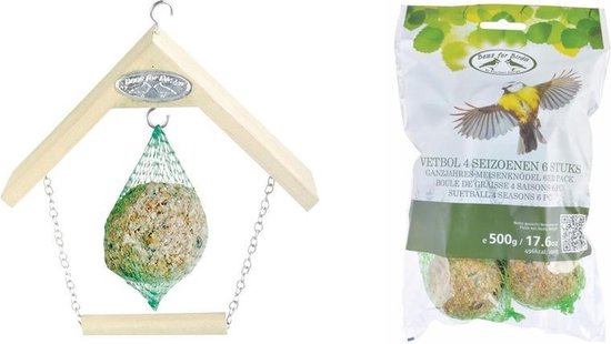 Boule de graisse pour oiseaux / support pour filet à cacahuètes avec  balançoire 20 cm