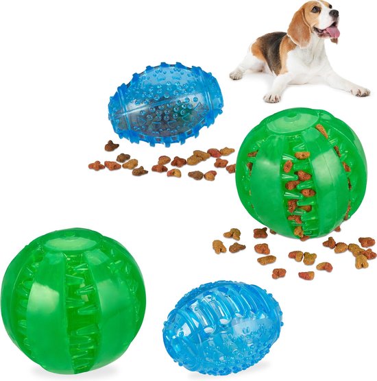relaxdays 4 x snackbal hond - hondenbal - – speelbal | bol.com