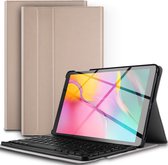 Hoes Geschikt voor Samsung Galaxy Tab A 10.1 2019 Hoes Toetsenbord Hoesje Keyboard Case Cover - Hoesje Geschikt voor Samsung Tab A 10.1 (2019) Hoes Toetsenbord Case - Goud