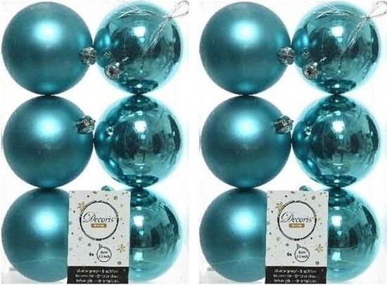 teller extreem Cerebrum 12x Turquoise blauwe kunststof kerstballen 8 cm - Mat/glans - Onbreekbare  plastic... | bol.com