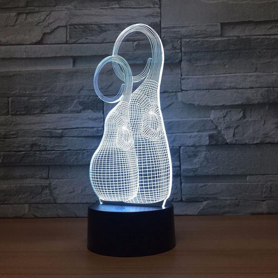 3D Led Lamp Vreemde twee abstracte grafische vorm Nachtlampje Acryl 3D-lamp  USB... | bol.com