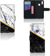Huawei Y7 (2019) Bookcase Marble White Black