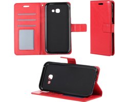 Hoesje - Geschikt voor Samsung Galaxy A5 2017 - Luxe Bookcase - Walletcase Hoes - Portemonnee - Cover - Telefoonhoes - Rood