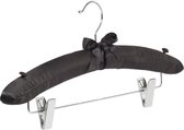 De Kledinghanger Gigant - 25 x Blouse / shirthanger satijn zwart met anti-slip knijpers, 38 cm