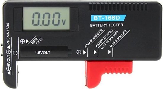 Drijvende kracht telefoon baan Digitale Batterijtester - Batterij Tester - Met Accu-indicator & LCD  Display -... | bol.com