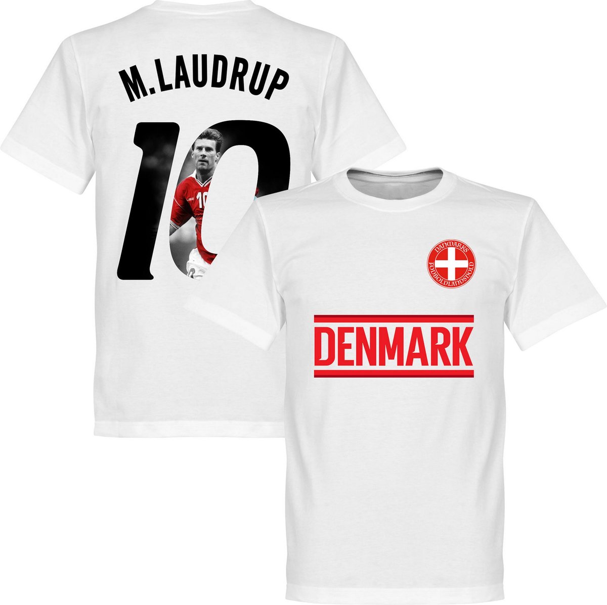 Denemarken M. Laudrup 10 Gallery Team T-Shirt - Wit - XXL