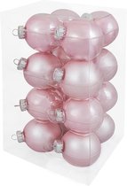 Decosy Glas Kerstballen - 8cm - Box 16 Stuks - Powder Pink Combi