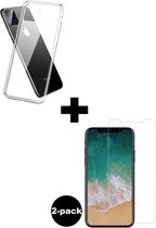 Hoes voor iPhone 11 Pro Hoesje Siliconen Cover Met 2x Screenprotector Tempered Glas
