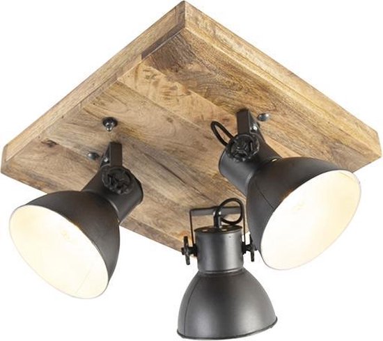 QAZQA mangoes - Industriele Plafondlamp - 3 lichts - L 480 mm - Donkergrijs - Industrieel - Woonkamer | Slaapkamer | Keuken